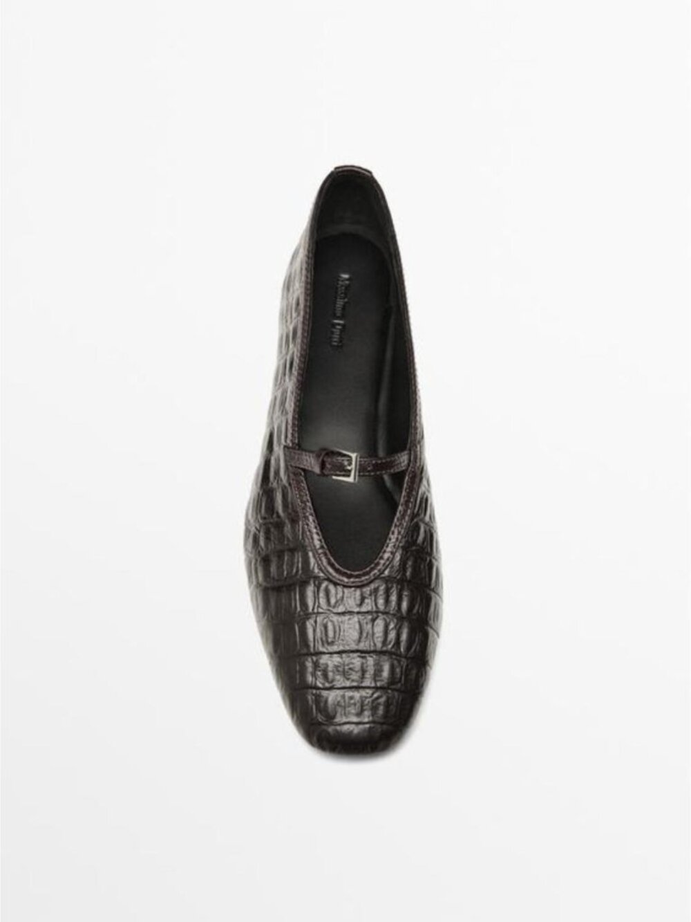 MASSIMO DUTTI SOFT MOCK CROC LEATHER BALLET FLATS